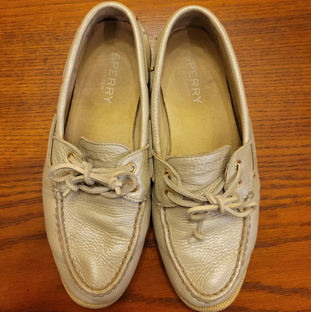 Sperry Silver Top Sider Shoes, size 8